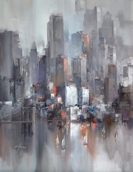 Sailing Through The City II by Wilfred - Original Painting on Box Canvas sized 33x45 inches. Available from Whitewall Galleries